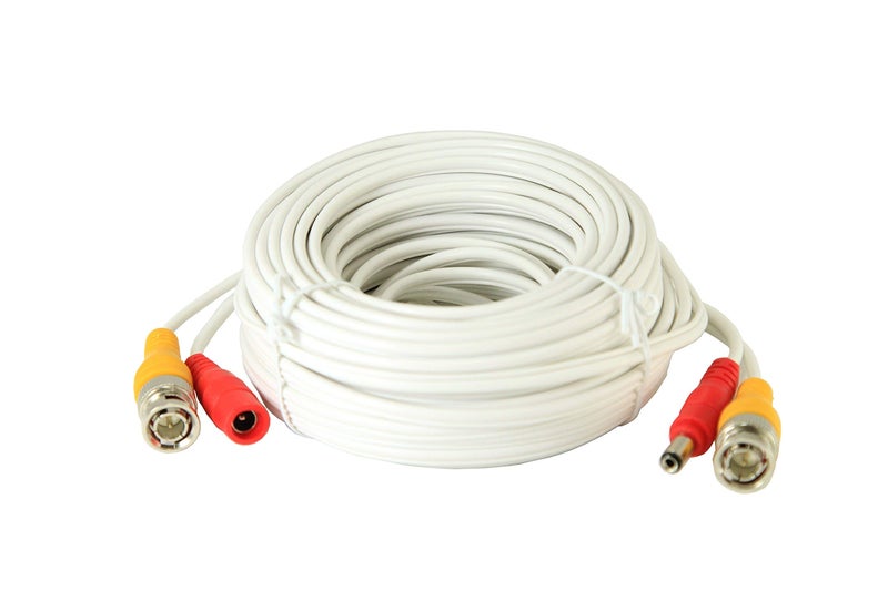InstallerCCTV 60ft All-in-One Video HD-TVI HD-CVI AHD Analog 1080p Premade Cable for CCTV Security Cameras - White - Image 1